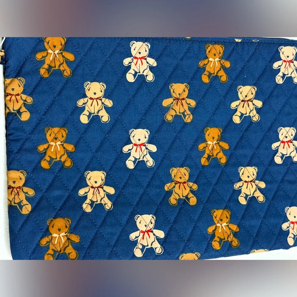 Vera Bradley - 3 Pouch Organizer Set Blue Gold Quilted “Bunch of Bears” - NWT